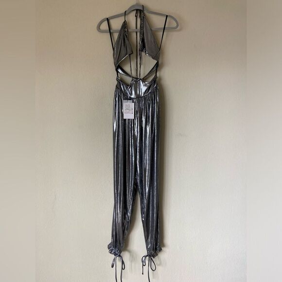 NWT L’Academie Blair Jumpsuit Silver Size S - Picture 7 of 11